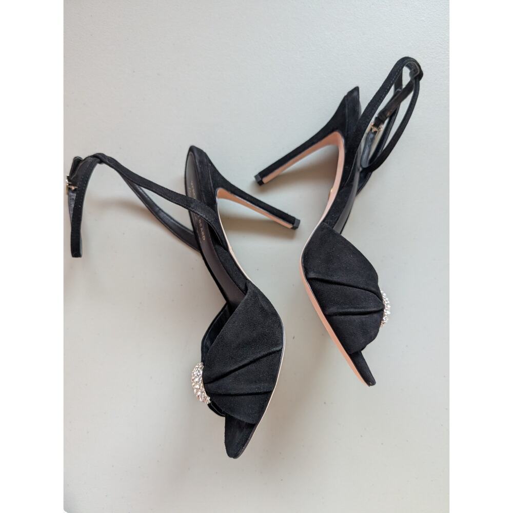 NIB Veronica Beard Genevieve Embellished Peep-Toe Sandal Sz US 7.5M Black - Picture 5 of 13